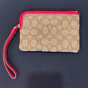 Coach Tan and Red Signature Wristlet thumbnail 5