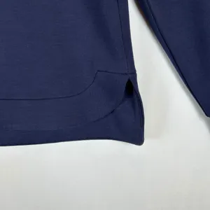Quince Navy Blue Raglan Crewneck Sweatshirt Curved Tulip Hem Women‎ Small thumbnail 9