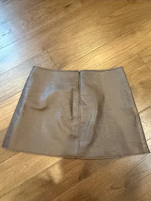 Tuckernuck Brown Faux Leather A-Line Mini Skirt Size XL - C30-121 thumbnail 4