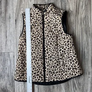 Croft & Barrow Women's L Full Zip Leopard Cheetah Animal Print Quilted Vest #132 thumbnail 6