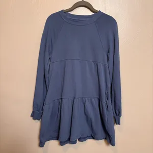 Aerie Women’s Weekend Tiered Dress Long‎ Sleeve 100% Cotton Cornflower Blue XS thumbnail 2