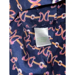 Lilly Pulitzer Silk Ruffle Front Navy And Pink Blouse Shirt Sz 2 Beachy Preppy‎ thumbnail 6