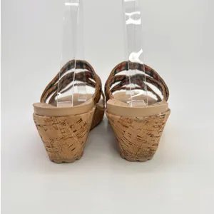 Crocs A-Leigh Leather Cork Wedge Sandals Brown Strappy Slip On Womens 8 Comfort thumbnail 7