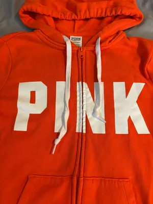 Bright Safety Orange PINK Zip up Hoodie thumbnail 3