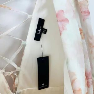 Lulus Jadia Ivory Floral Pleated Tiered Midi Dress Cocktail Party XL NWT thumbnail 7