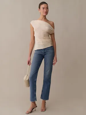 NWT Few Moda Myrine Top size 4 Champagne Cream Kourt off shoulder thumbnail 5