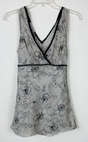 Vintage y2k Black & Silver Silk Surplice Tie Back Blouse thumbnail 1