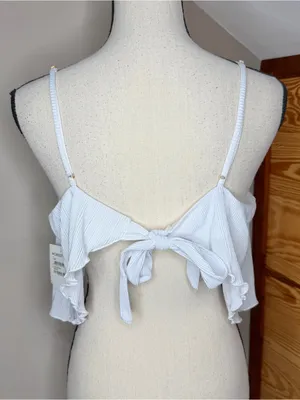 Open Edit Plissé Camisole Top Pajamas White Large L NWT Tie Back Spaghetti Strap thumbnail 3