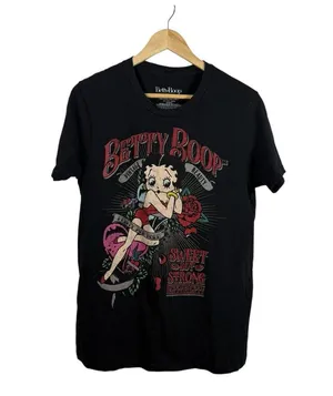 VINTAGE Y2K Betty Boop Women’s Graphic Tee in Black Multi Size M thumbnail 1