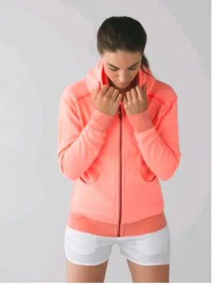 LULULEMON On The Daily Hoodie Jacket grapefruit coral pink size 6 thumbnail 2