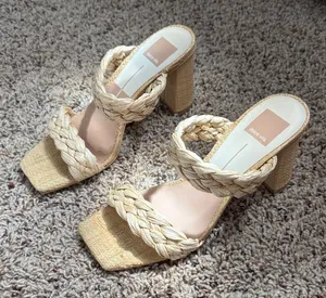 Dolce Vita Braided Raffia Heeled Sandals Size 7.5 thumbnail 1