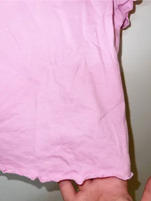 H&M Divided Light Pink Cropped Lettuce-Edge Tee thumbnail 3