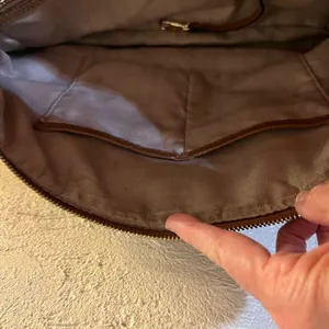 Michael Kors all leather purse with crossbody strap- brown. thumbnail 12