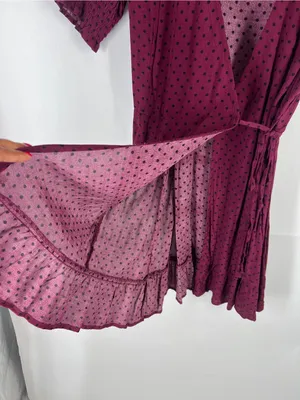 Blue Rain Burgundy Polka Dot Wrap Mini‎ Dress thumbnail 6