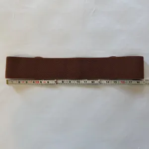 Brown Elastic Cinch Belt‎ Gold Interlocking Buckle Faux Croc Wide 1X thumbnail 3
