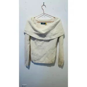 POLO RALPH LAUREN Off-White Wool Cashmere Blend Off Shoulder Sweater size Small thumbnail 2