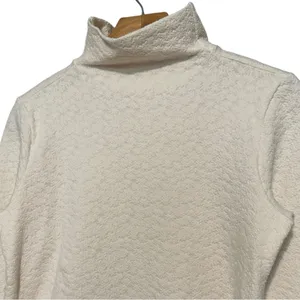 Roller Rabbit Women’s Size S Cream Textured Mock Neck Ruched Sides Shirt Top thumbnail 2