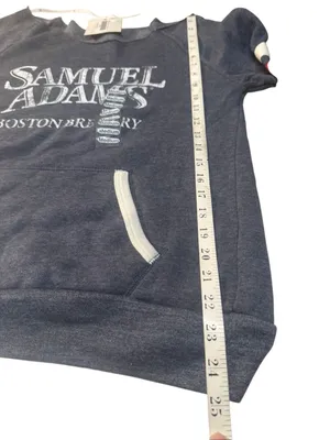 Samuel Adams Boston Brewery off-the-shoulder sweatshirt Heather Blue Sz M NWT thumbnail 6