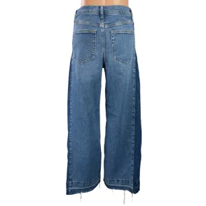 Gap High Rise Striped Blue Two Tone Raw Hem Wide Leg Baggy Denim Jeans Pants 26 thumbnail 3