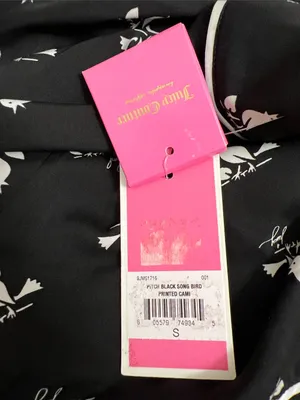 Juicy Couture Bird Print Satin Pajama Set | Cami & Shorts | Size S thumbnail 10