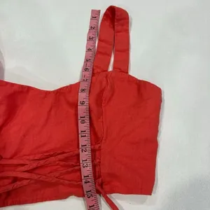 Abercrombie & Fitch Red Crop Top Size L Lace-Up Corset Style thumbnail 6