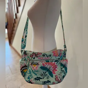 Vera Bradley RETIRED: | Mint Flowers pattern medium size crossbody purse thumbnail 15