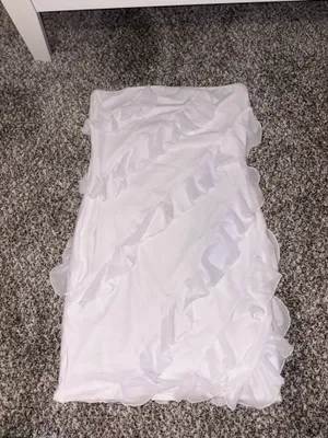 Strapless White Ruffle Mini Dress Size L thumbnail 2