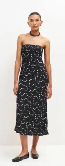 NWT Reformation Joana Dress strapless midi Breezy black white size Large L thumbnail 1