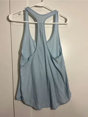 Lululemon Medium Light Blue White Striped 105 F Singlet Racerback Tank Top thumbnail 5