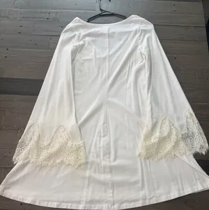 Express White Lace Bell Sleeve Dress Womens Small Boho Romantic Shift Mini thumbnail 6