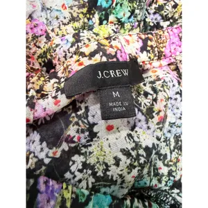 J.Crew Puff Sleeve Beach Dress‎ Watercolor Floral Tiered Mini Cotton M thumbnail 2