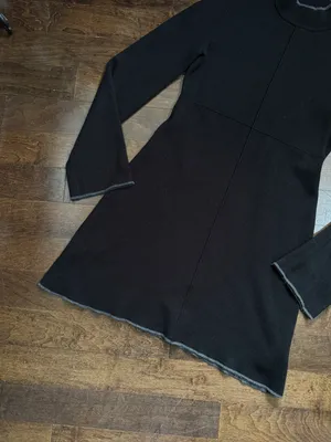 Topshop black mock neck bell sleeve fit and flare comfy knit sweater mini dress thumbnail 4