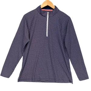 Peter Millar‎ Crown Sport Womens Perth Performance Pullover Top Blue Print Large thumbnail 1