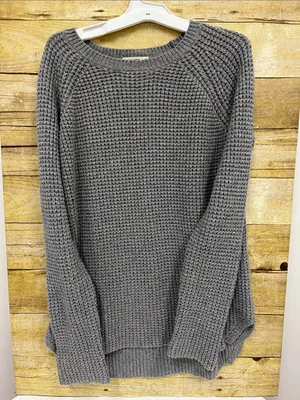 Marine Layer Heather Gray Chunky Crew Neck Sweater size M thumbnail 1