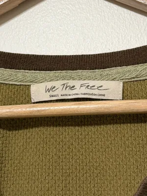 Free People We The Free Mikah Layering Cuff Thermal Top Size Small Army Green thumbnail 4