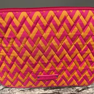 Vera Bradley Pink and Orange Cosmetic Bag with Quilted Design thumbnail 4