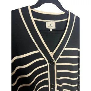 Tuckernuck Lauren Cardigan Size Small Black White Striped V Neck Sweater‎ thumbnail 5
