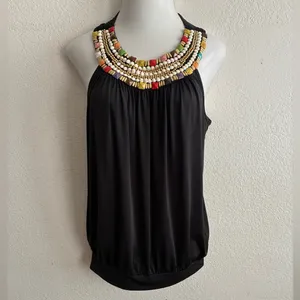 Forever 21 Y2K Black Colorful Beads Tunic Top/ Mini Dress XL thumbnail 2
