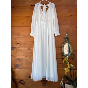 NWOT Lulus Astra White Lace Long Sleeve Backless Maxi Dress Wedding Bridal Sz M thumbnail 6