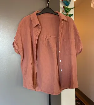 SHEIN LUNE Batwing Sleeve Pocket Patched Shirt Size Large thumbnail 3