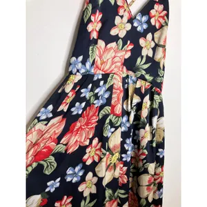 Lucy Paris Maxi Dress Womens S Navy Floral Excellent V-Neck Strappy Open Back thumbnail 3