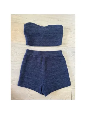 Strapless Set Women's Size Small Navy Blue thumbnail 5