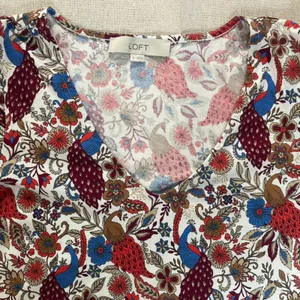 Loft | Peacock Print Puff Sleeve Top | Small thumbnail 6