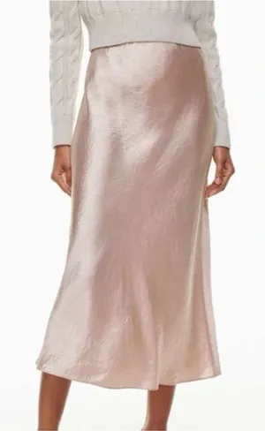 Aritzia babaton baby pink satin slip skirt thumbnail 1