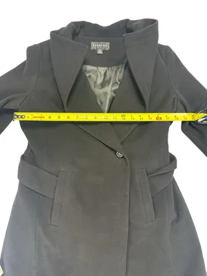 Braetan Black Wool Blend Belted Shawl Collar Wrap Coat Size 4 thumbnail 7