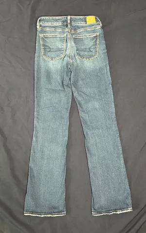 American Eagle High Rise Skinny Kick Jeans 2 Regular Stretch Frayed Hem thumbnail 4