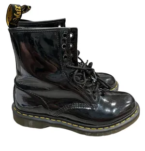 Dr. Martens Black Patent Leather Moto Combat Boots size 9 style 11821 thumbnail 4