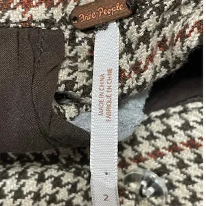 Free People Women's Beige Houndstooth Pleated High Rise Mini Shorts Size 2 thumbnail 4