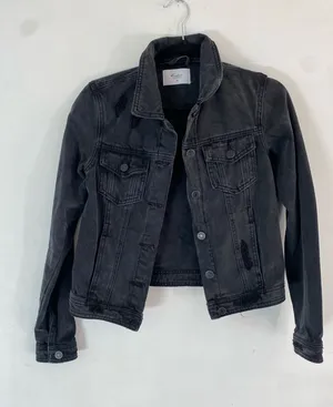 KanCan USA Jean Jacket Black Distressed thumbnail 1