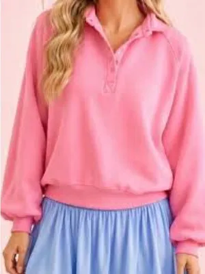 Altar’d State Peak Balloon Sleeve Pink Pullover thumbnail 1